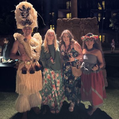 My daughter and I enjoying the fantastic Lū'au KA WA'A in the Disney Aulani Resort